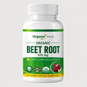 front view bottle render of organic beet root 60 tablets