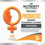 organic probiotic women 60 gummies flat label benefits graphic
