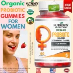 organic probiotic women 60 gummies women’s digestive health marketing graphic
