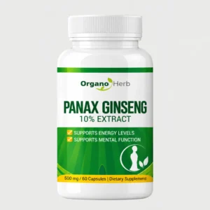 front view bottle render of organo herb panax ginseng 60 capsules
