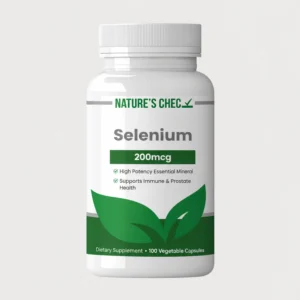 front view bottle render of selenium 200mcg 100 vegetable capsules