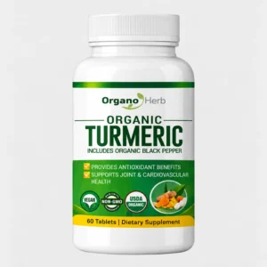 front view bottle render of organic turmeric 700mg 60 tablets