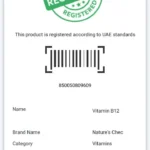 vitamin b12 1000mcg 90 chewable tablets uae registration document