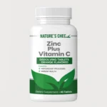 front view bottle render of natures chec zinc plus vitamin c 60 tablets