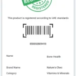UAE registration listing for Nature’s Chec Bone Health