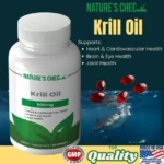 Krill Oil 500mg front label showing heart brain joint support