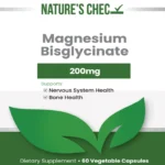 Magnesium Bisglycinate label showing 200mg per capsule