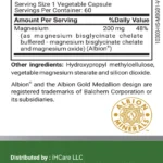 Magnesium Bisglycinate Supplement Facts with Albion Minerals