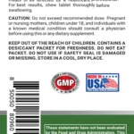 vitamin b12 1000mcg 90 chewable tablets back label with usage directions and lab tested seal
