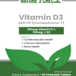 vitamin d3 k2 90 chewable tablets flat label benefits graphic