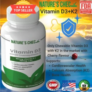 vitamin d3 k2 90 chewable tablets natures chec bone heart marketing graphic