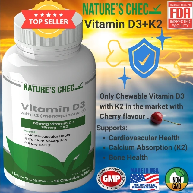 vitamin d3 k2 90 chewable tablets natures chec bone heart marketing graphic