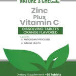 zinc plus vitamin c 60 tablets flat label benefits graphic