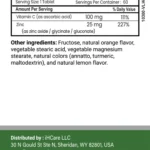 zinc plus vitamin c 60 tablets supplement facts panel