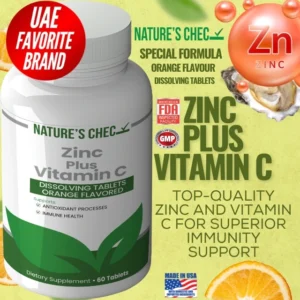 zinc plus vitamin c 60 tablets natures chec immune support marketing graphic