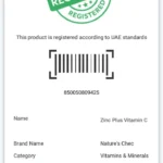 zinc plus vitamin c 60 tablets uae registration document