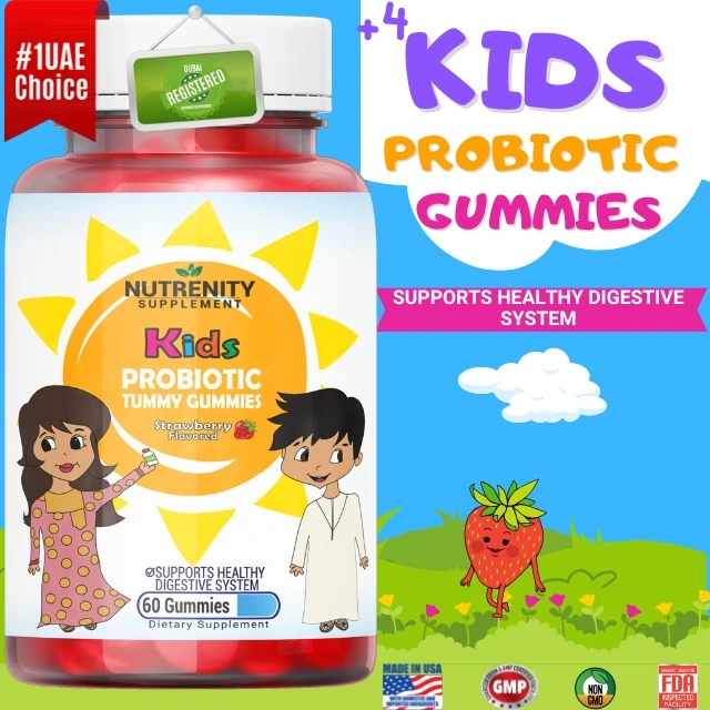 probiotic tummy kids 60 gummies children’s digestive health marketing graphic