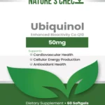 ubiquinol 50mg 60 liquid capsules flat label benefits graphic