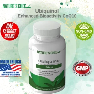 ubiquinol 50mg 60 liquid capsules coq10 heart energy marketing graphic