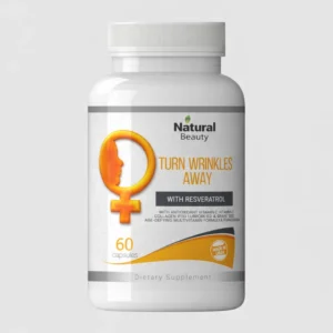 front view bottle render of organo herb turn wrinkles away 60 capsules