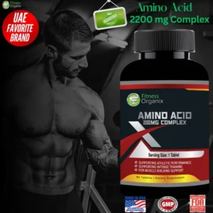 Athlete with Fitness Organix Amino Acid 2200mg bottle