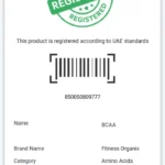 UAE registration entry for Fitness Organix BCAA