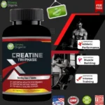 Fitness Organix Creatine Tri phase hero image with gym scenes