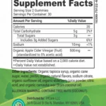 organic apple cider vinegar 60 gummies supplement facts panel