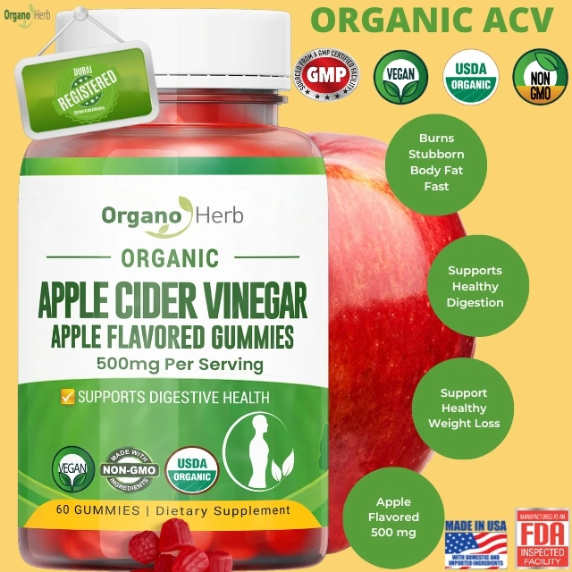 organic apple cider vinegar 60 gummies detox marketing graphic