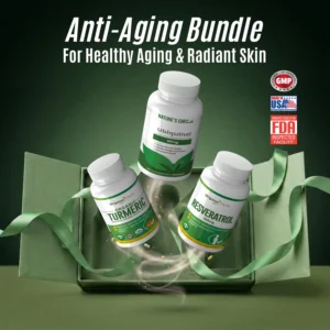 Anti-Aging 50% Discount Package image with Resveratrol, Organic Turmeric and Ubiquinol bottles