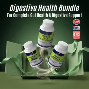Digestive Health 50% Discount Package image with 30 Billion Biotic, Digest Plus and Detox Complex bottles