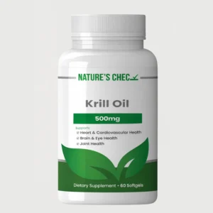 front view bottle render of krill oil 500mg 60 soft gels