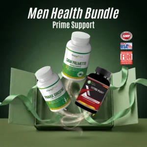 Men Health 50% Discount Package image with Saw Palmetto, Panax Ginseng and Nitro Pump bottles