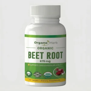 front view bottle render of organic beet root 60 tablets