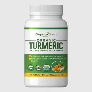 front view bottle render of organic turmeric 700mg 60 tablets