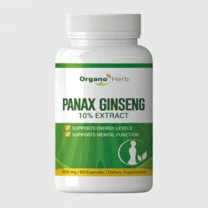 front view bottle render of organo herb panax ginseng 60 capsules