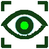 Green vision health icon with an eye