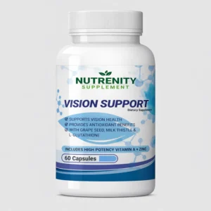 front view bottle render of nutrenity vision support 60 capsules