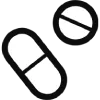 Vitamins and minerals icon with capsules and a tablet