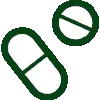 Green vitamins and minerals icon with capsules and a tablet