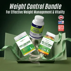 Weight Control 50% Discount Package image with Detox Complex, Organic Apple Cider Vinegar Gummies and Psyllium Husk bottles